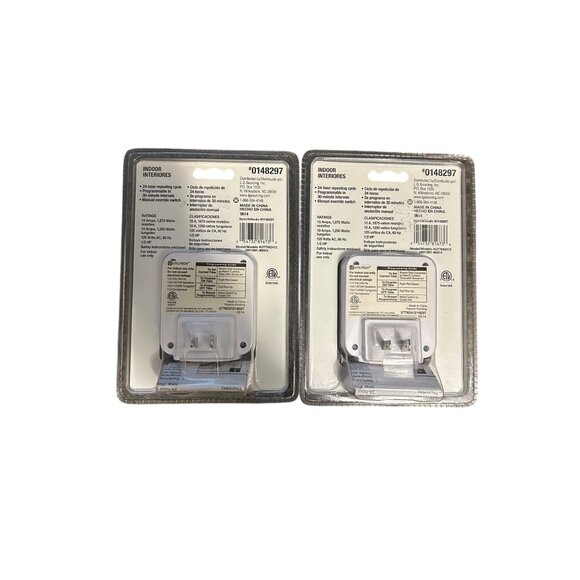 2 Utilitech Indoor Timer 24-Hr Repeating Cycle Manual Override Switch - Picture 2 of 2